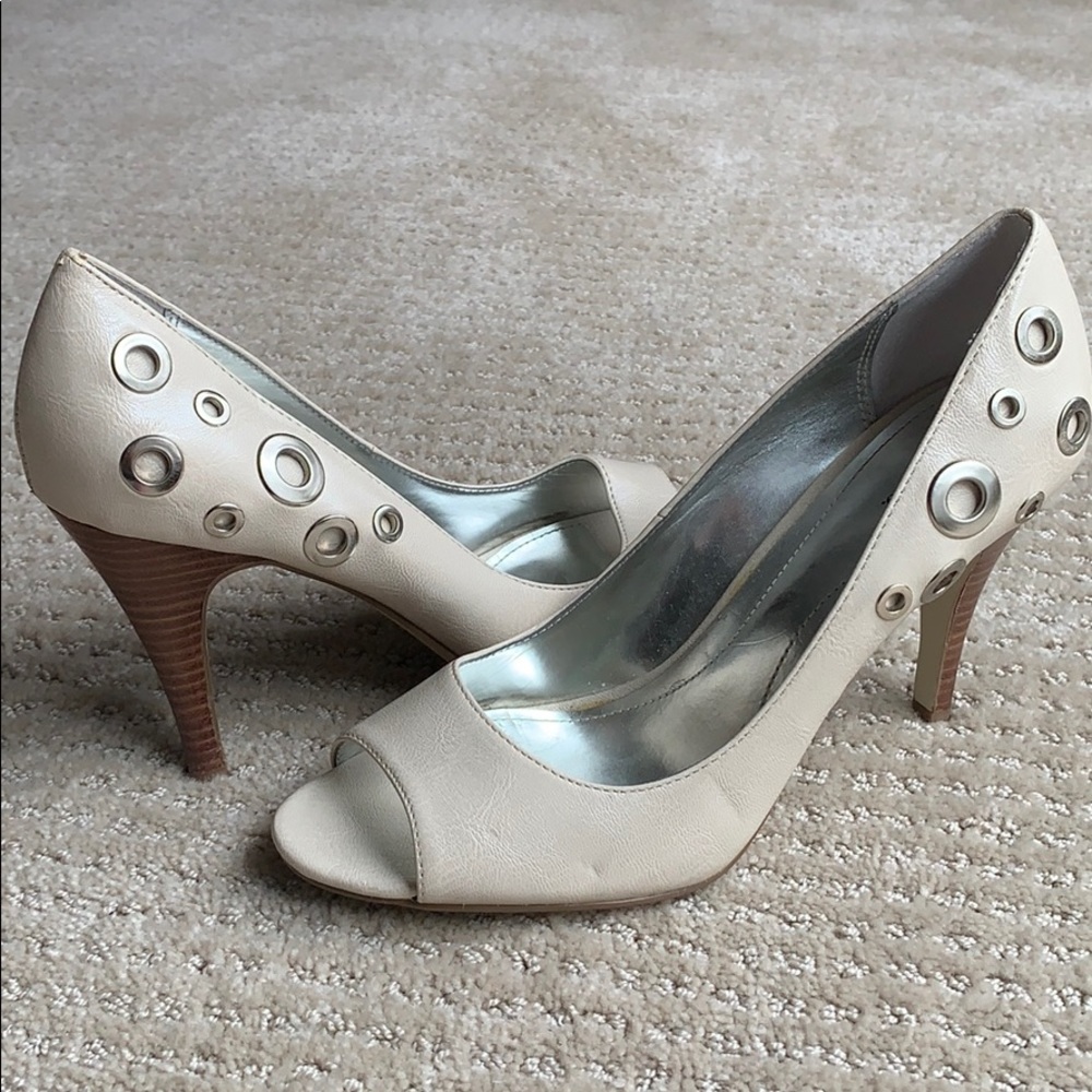 Style & co beige open toed heels